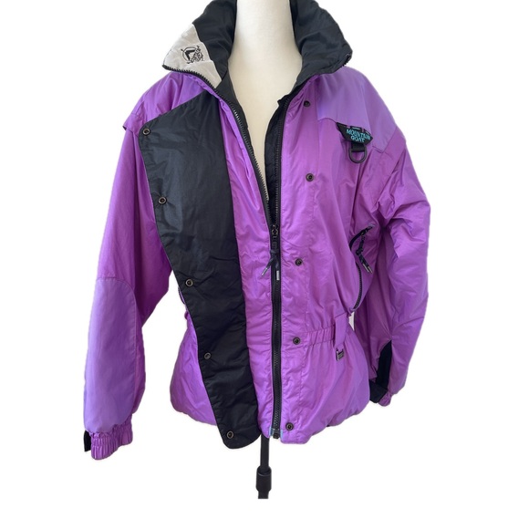 Vintage 80s Mountain Goat purple & turquoise ski jacket w shoulder pads Women M. - Picture 14 of 16